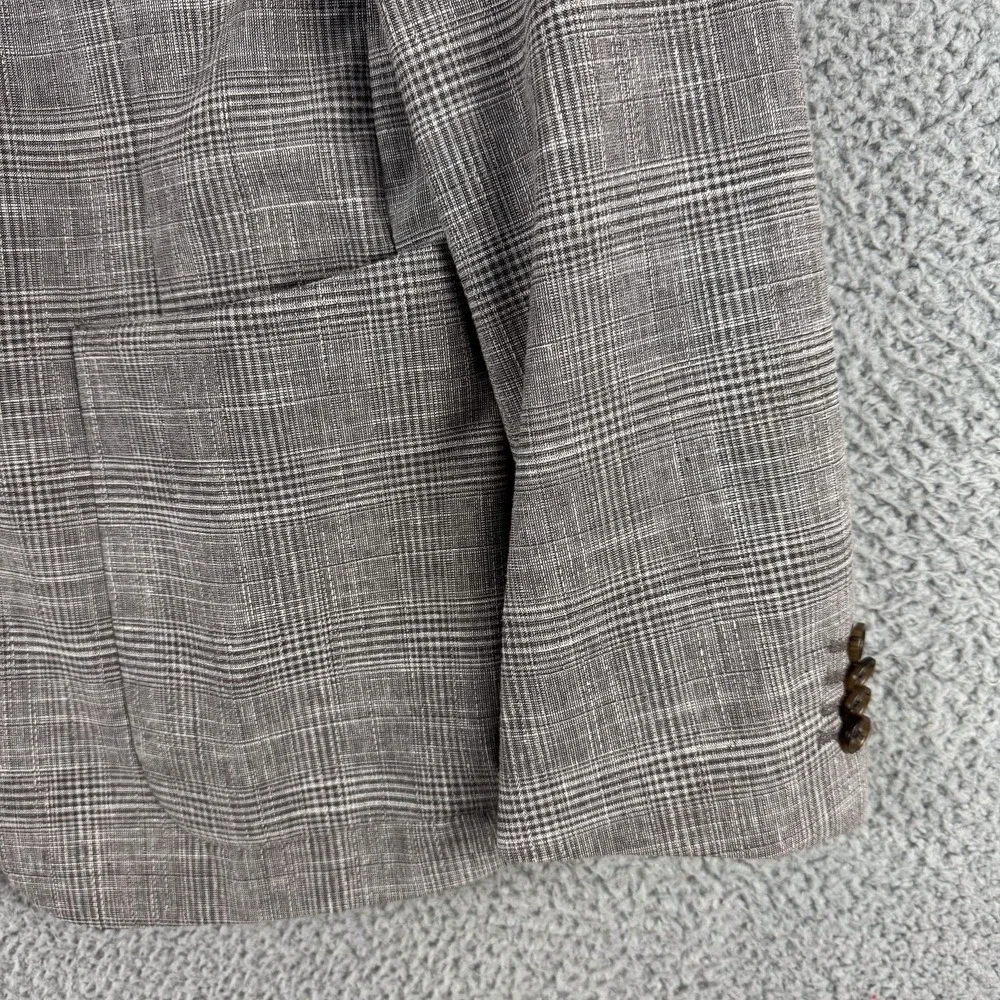 Banana Republic Blazer Mens 40R Gray Slim Fit Glen‎ Plaid Tollegno Italian Wool